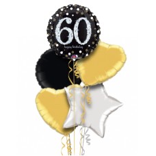 Happy 60th Birthday Holographic Balloon Bouquet